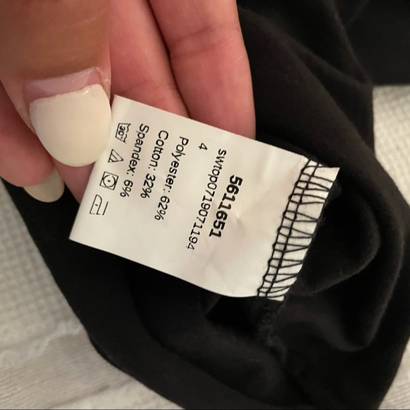 Shein Black Cropped Drawstring Ruched Tee, Size M - Picture 5 of 6